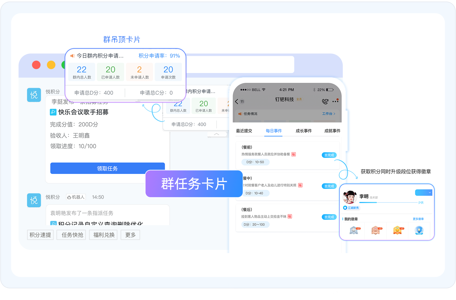 群内敏捷管理闭环-群任务卡片-数据实时反馈-敏捷管理
